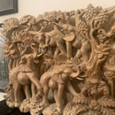 ウッドカービング　木彫り　パネル　エレファント　象　ガネーシャ　ヒンズー教